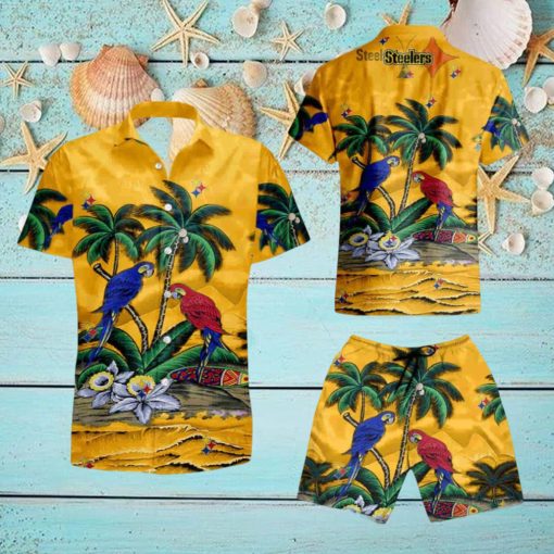 Pittsburgh Steelers Parrots Hawaiian Shirt And Short