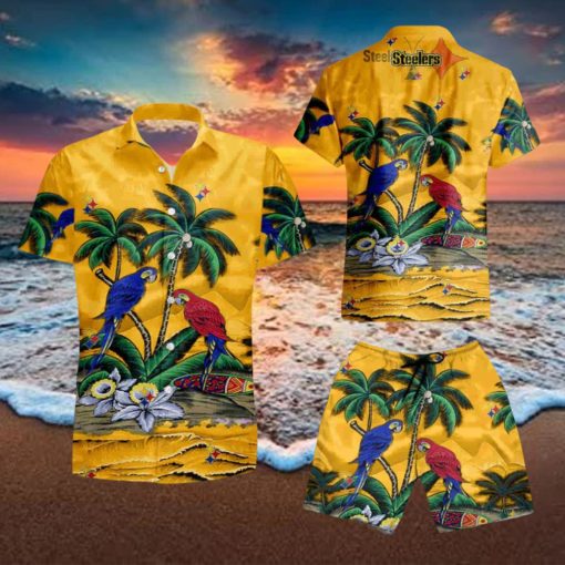 Pittsburgh Steelers Parrots Hawaiian Shirt And Short