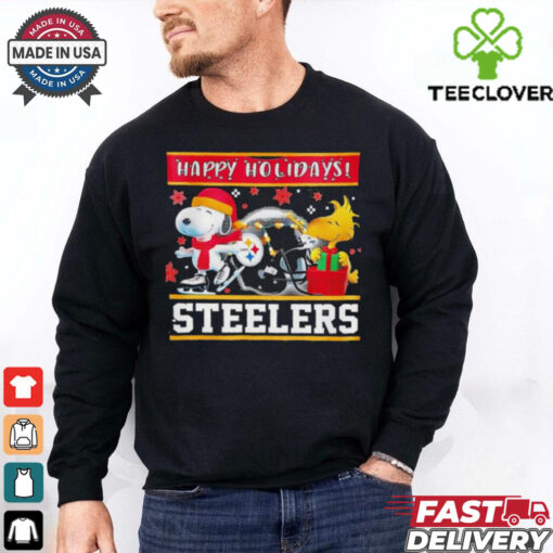 Pittsburgh Steelers Snoopy and Woodstock Happy Holidays hoodie, sweater, longsleeve, shirt v-neck, t-shirt