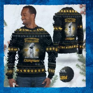 Pittsburgh Steelers Super Bowl Champions NFL Cup Ugly Christmas Sweater Sweatshirt Party