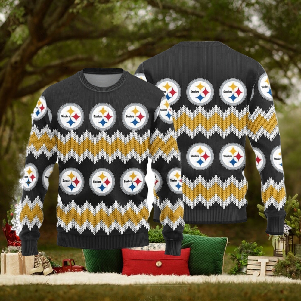 Pittsburgh Steelers Christmas Pattern 3D Men Knitted Sweater For