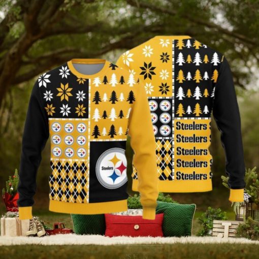 Pittsburgh Steelers Teams Pine Trees Pattern Knitted Sweater For Christmas