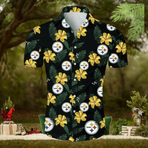 Pittsburgh Steelers Tropical Flower Pattern Hawaiian Shirt Beach Shirt NFL