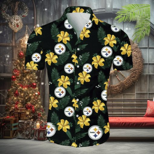 Pittsburgh Steelers Tropical Flower Pattern Hawaiian Shirt Beach Shirt NFL