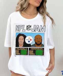 Pittsburgh Steelers Troy Polamalu and James Harrison Homage Heathered Gold NFL Retired Jam Shirt 1 Pittsburgh Steelers Troy Polamalu and James Harrison Homage Heathered Gold NFL Retired Jam Shirt