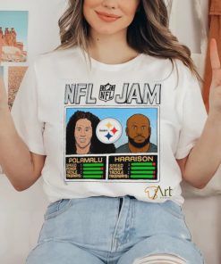Pittsburgh Steelers Troy Polamalu and James Harrison Homage Heathered Gold NFL Retired Jam Shirt 3 Pittsburgh Steelers Troy Polamalu and James Harrison Homage Heathered Gold NFL Retired Jam Shirt