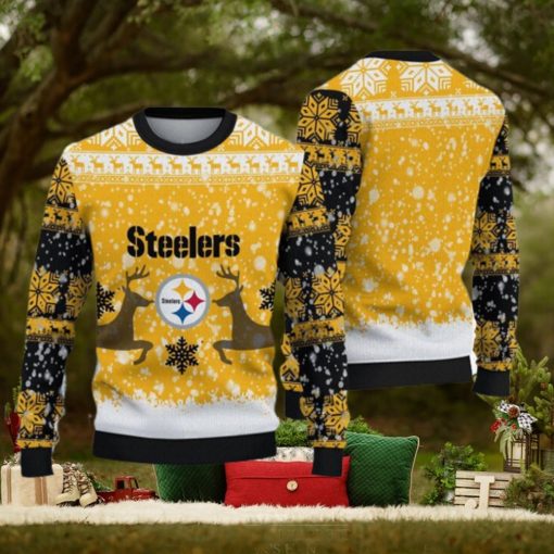 Pittsburgh Steelers Ugly Christmas Reindeer Xmas Sweater Gather Gift Mens Women