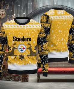 Pittsburgh Steelers Ugly Christmas Reindeer Xmas Sweater Gather Gift Mens Women