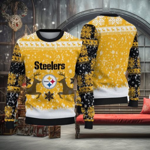 Pittsburgh Steelers Ugly Christmas Reindeer Xmas Sweater Gather Gift Mens Women