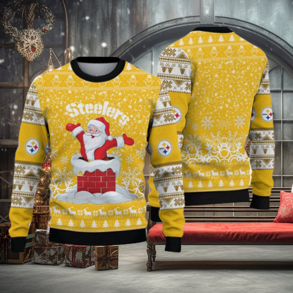 Pittsburgh Steelers Ugly Christmas Santa Claus Xmas Sweater Merry