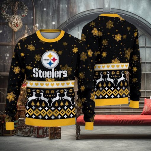 Pittsburgh Steelers Ugly Christmas Snow Xmas Sweater Wreath Gift Mens Women