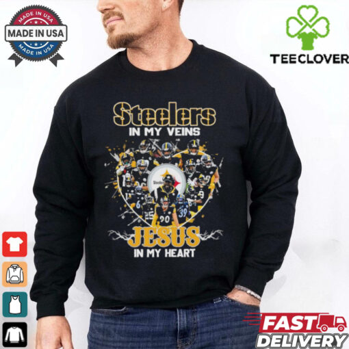 Pittsburgh Steelers in my veins Jesus in my heart shirt