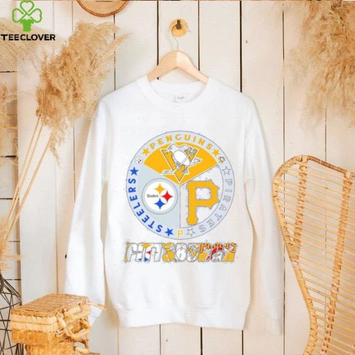 Pittsburgh circle logo sport teams Steelers penguins pirates shirt