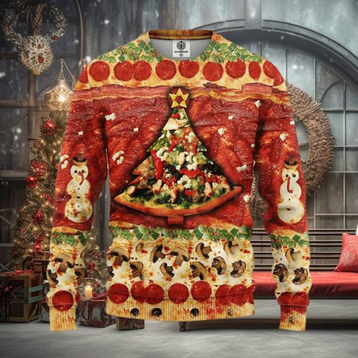 Pizza 3D Thanksgiving Women Mens Ugly Christmas Sweater