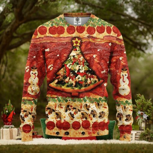 Pizza 3D Thanksgiving Women Mens Ugly Christmas Sweater