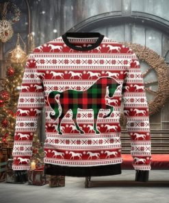 Plaid Horse Christmas Ugly Sweater Party