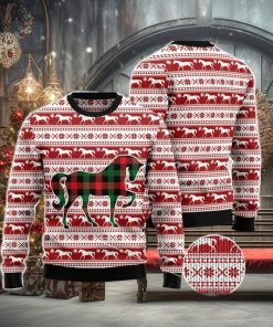 Plaid Pattern Horse All Over Printed 3D Ugly Christmas Sweater Christmas Gift For Men And Women