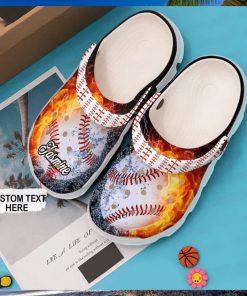 Play Ball Personalized Fire Themed Baseball Classic Comfort Clog Footwear