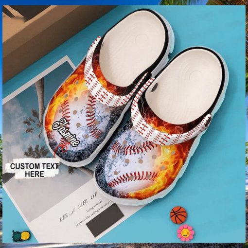 Play Ball Personalized Fire Themed Baseball Classic Comfort Clog Footwear
