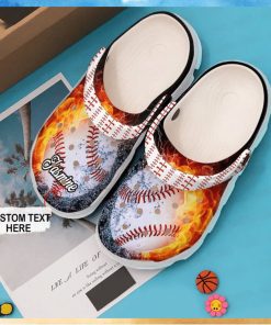 Play Ball Personalized Fire Themed Baseball Classic Comfort Clog Footwear