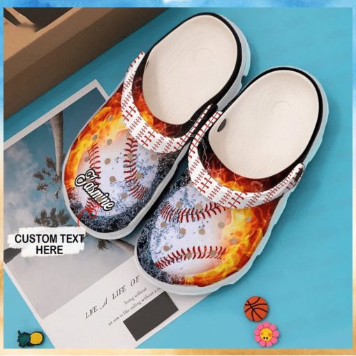 Play Ball Personalized Fire Themed Baseball Classic Comfort Clog Footwear