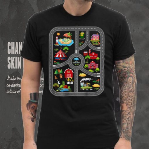 Play Cars On Dad’s Back Mat Road Car Race Track Short Sleeve T shirt