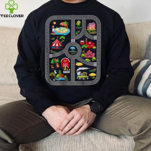Play Cars On Dad’s Back Mat Road Car Race Track Short Sleeve T shirt