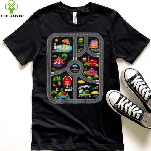 Play Cars On Dad’s Back Mat Road Car Race Track Short Sleeve T shirt