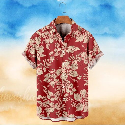 Plus Size Men s Hawaiian Shirts For Beach  Retro Floral Printed Short Sleeve Aloha Shirts  Oversized Casual Loose Tops For Summer