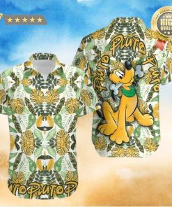 Pluto Dog Green Yellow Floral Disney Cruise 2023 Disney Hawaiian Shirt