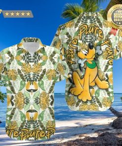 Pluto Dog Green Yellow Floral Disney Cruise 2023 Disney Hawaiian Shirt