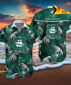 Plymouth Argyle FC Big Logo Tropical Leaves Hawaiian Shirt And Shorts