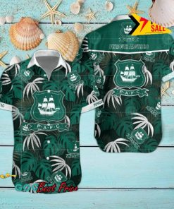 Plymouth Argyle FC Big Logo Tropical Leaves Hawaiian Shirt And Shorts