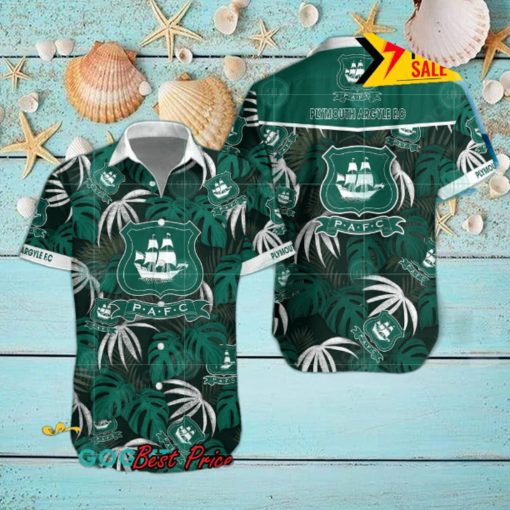 Plymouth Argyle FC Big Logo Tropical Leaves Hawaiian Shirt And Shorts