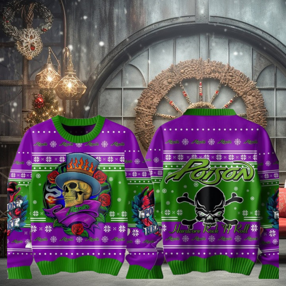 Poison Hardcore Rock And Roll Christmas Ugly Sweater Poison Hardcore Rock And Roll Christmas Ugly Sweater