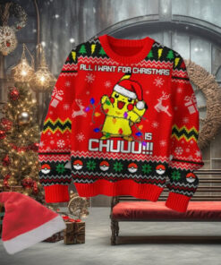 Pokemon All I Want For Christmas Is Pikachu Ugly Sweater