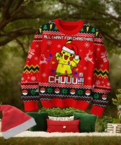 Pokemon All I Want For Christmas Is Pikachu Ugly Sweater