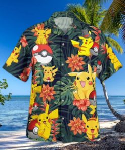 Pokemon Ball Hawaiian Shirt Palm Leaves Pattern Beach Gift For Friend