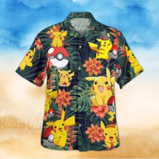 Pokemon Ball Hawaiian Shirt Palm Leaves Pattern Beach Gift For Friend