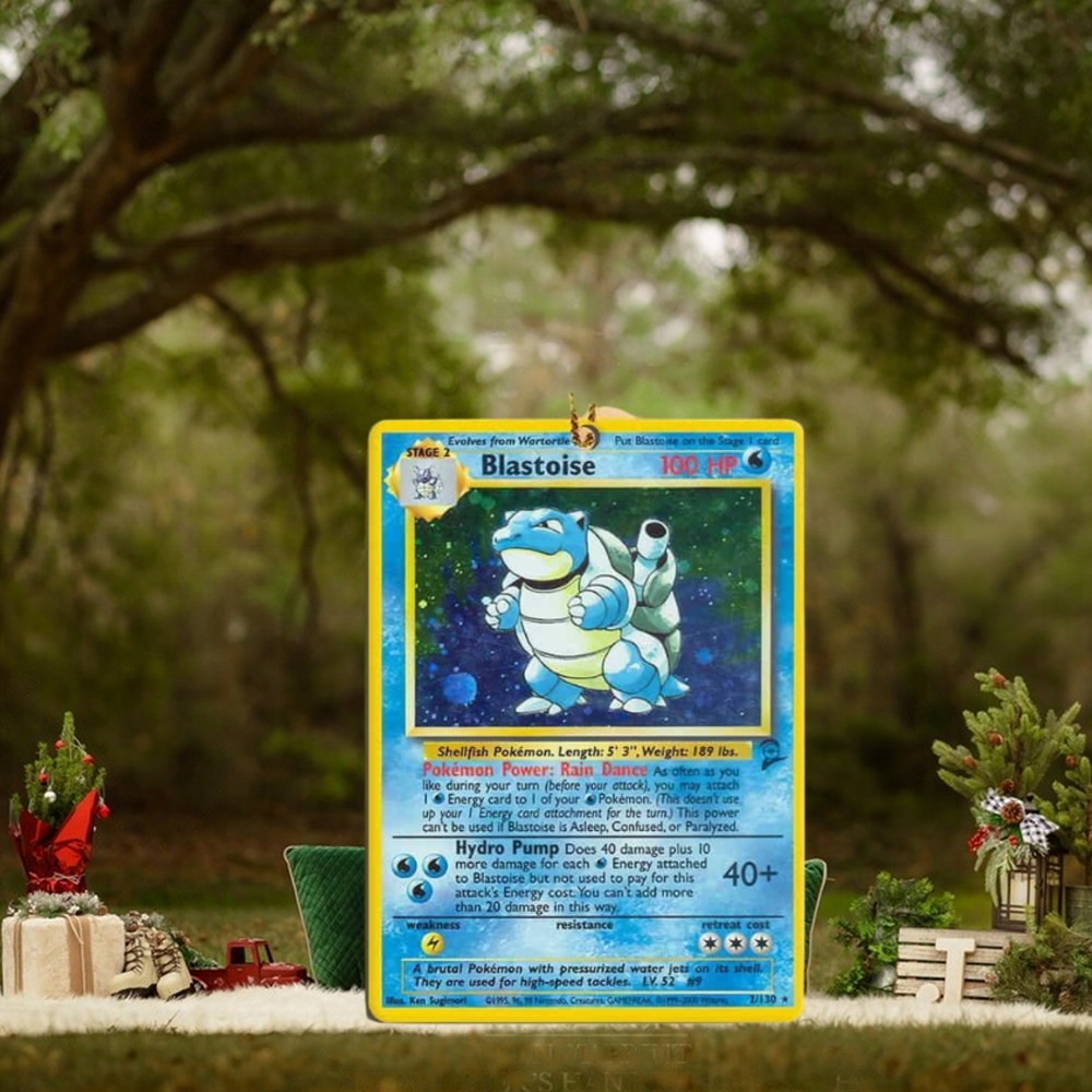 Pokemon Blastoise Rare Card 2023 Holiday Gift Ornament Pokemon Blastoise Rare Card 2023 Holiday Gift Ornament