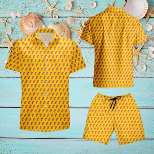 Pokemon Cute Pattern Yellow Hawaiian Shirt And Short For Men Women