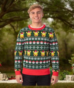 Pokemon Men’s Santa Pikachu Holiday Fair Isle Ugly Christmas Sweater