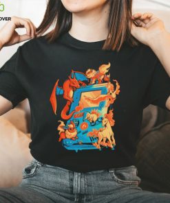 Pokemon fire game handheld game console characters gift shirt