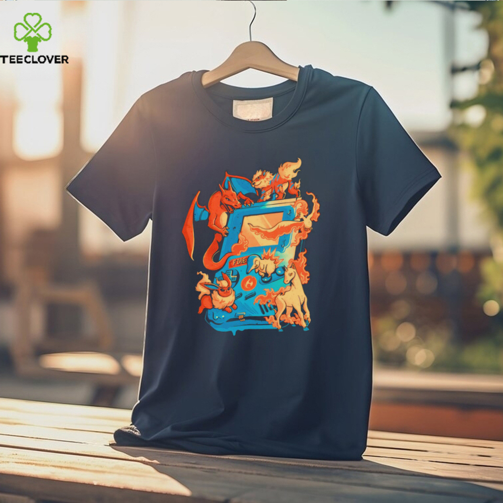 Pokemon fire game handheld game console characters gift shirt Pokemon fire game handheld game console characters gift shirt