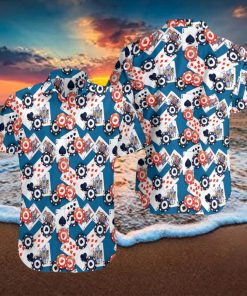 Poker seamless blue pattern hawaiian shirt