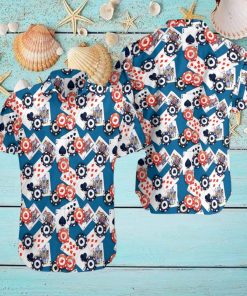 Poker seamless blue pattern hawaiian shirt