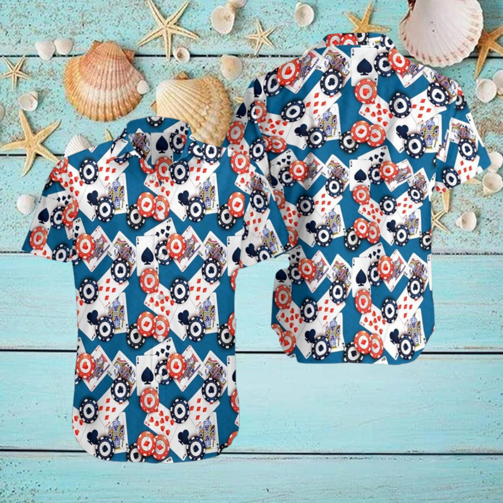 Poker seamless blue pattern hawaiian shirt Poker seamless blue pattern hawaiian shirt