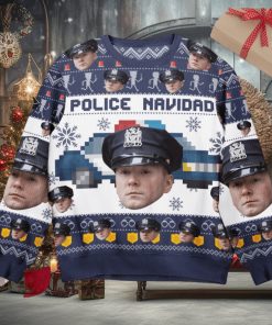 Police Navidad   Personalized Photo Ugly Sweater