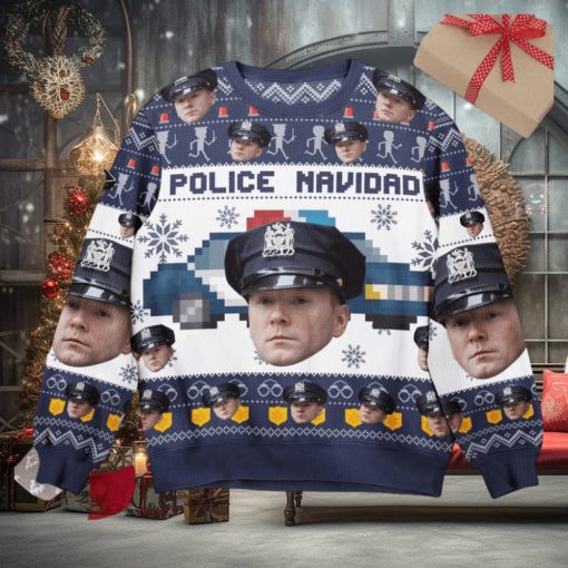 Police Navidad   Personalized Photo Ugly Sweater