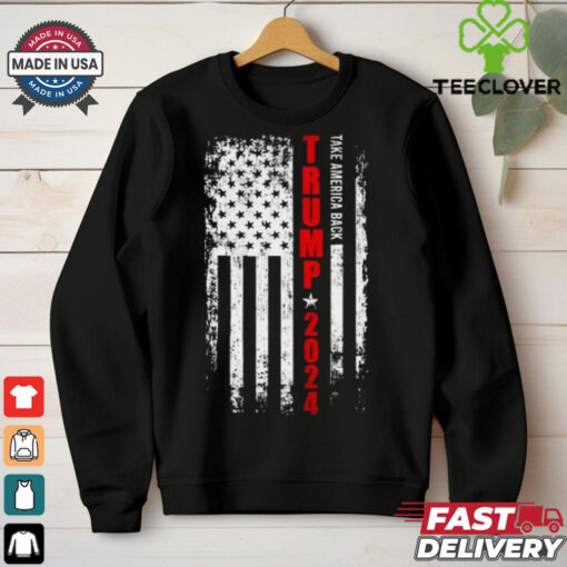 Political Trump 2024 American Flag Adult T Shirt